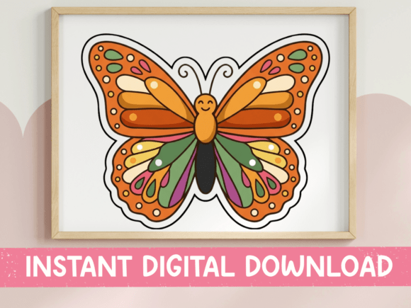 Download Retro Groovy Butterfly Sticker Design - Design Collection