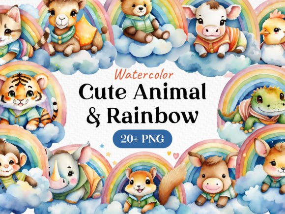 Download Bundle Rainbow Cute Animal Clipart PNG - Bundle Collection