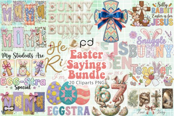 Download Cute Easter Sayings Bundle Graphics - Bundle Collection
