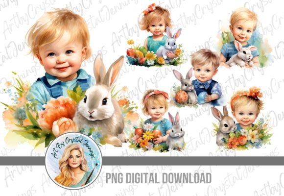 Download Baby and Easter Bunny Design PNG - Design Collection