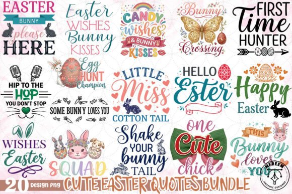 Download Cute Easter Quotes Bundle PNG - Bundle Collection
