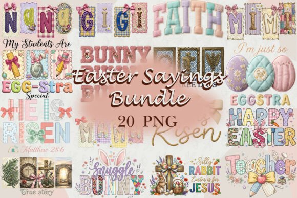 Download Cute Easter Sayings Bundle PNG - Bundle Collection