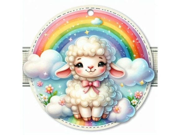 Download A Label Featuring a Happy Lamb Surrounde - Happy lamb Collection