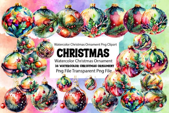 Download Watercolor Christmas Ornament Bundle - Bundle Collection