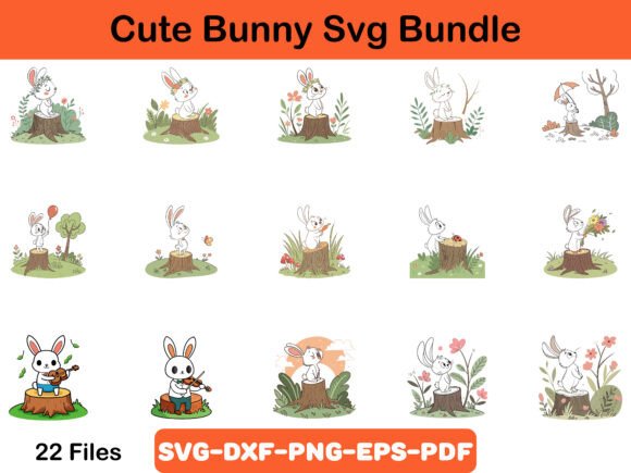 Download Cute Bunny Svg Bundle, Rabbit SVG Bundle - Bundle Collection