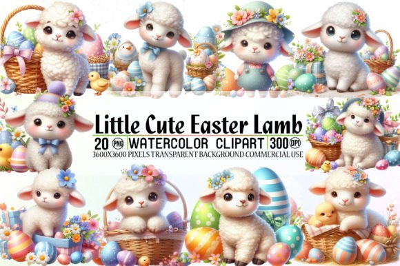 Download Little Cute Easter Lamb Clipart Bundle - Bundle Collection