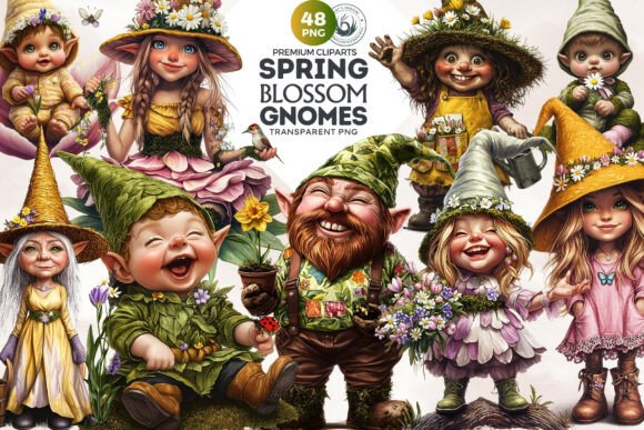 Download 48 Spring Gnome Clipart Set - Spring gnome clipart Collection
