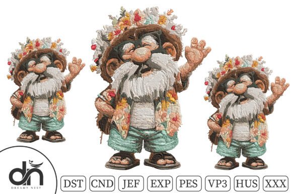 Download Summer Beach Gnome Embroidery Design - Design Collection