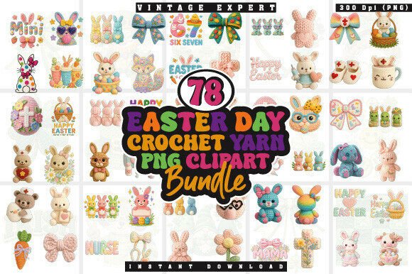 Download Easter Day Faux Crochet Yarn PNG Bundle - Bundle Collection