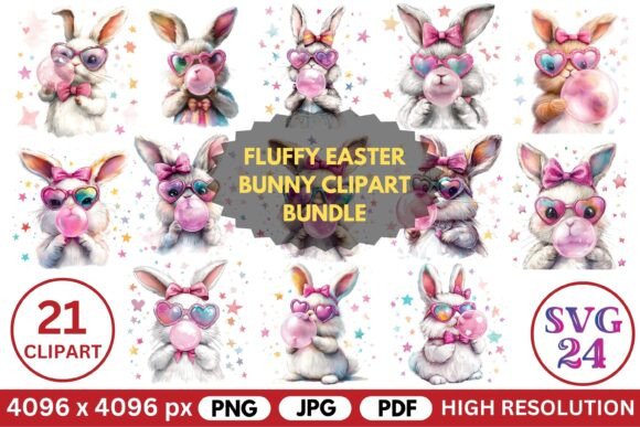 Download Fluffy Easter Bunny Clipart Bundle - Bundle Collection