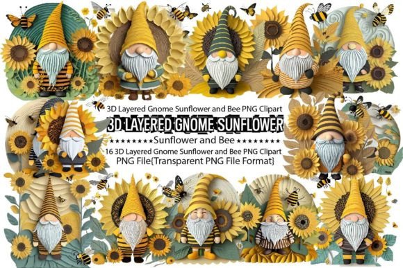Download 3D Gnome Sunflower and Bee Bundle - Bundle Collection