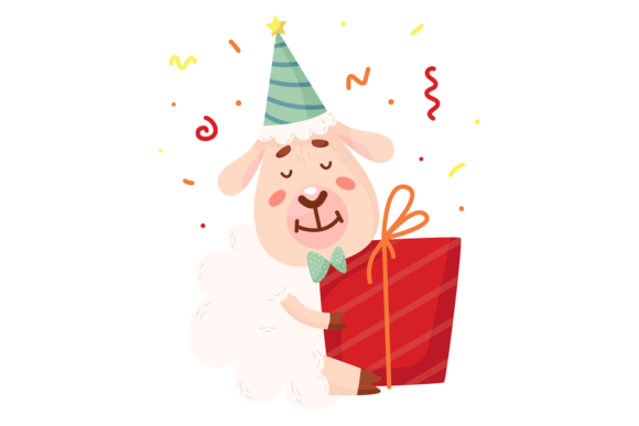 Download Happy Lamb with Birthday Gift. Cute Holi - Happy lamb Collection