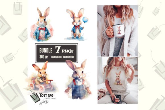 Download Vintage Bunny Clipart Bundle Sublimation - Bundle Collection