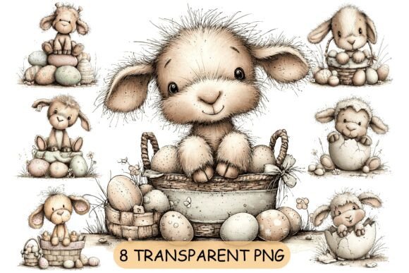 Download Whimsical Easter Lamb PNG Clipart Bundle - Bundle Collection