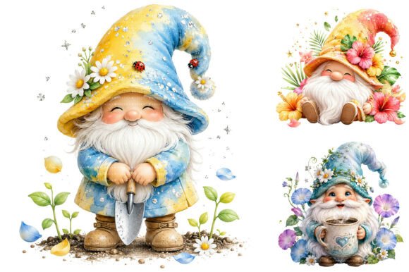 Download Watercolor Spring Gnome Clipart Bundle - Spring gnome clipart Collection