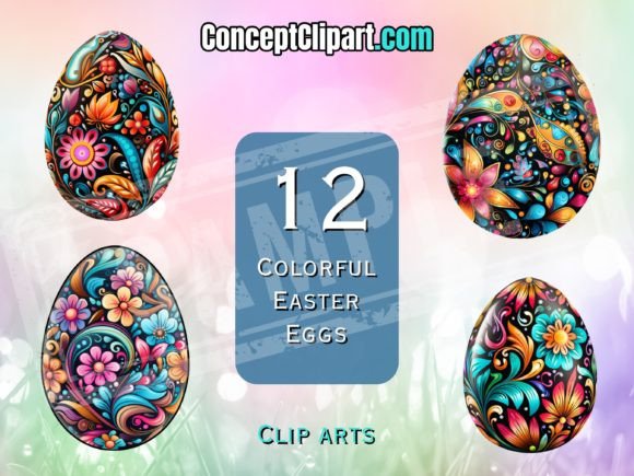 Download 12 Colorful Easter Egg Clipart Bundle - Bundle Collection